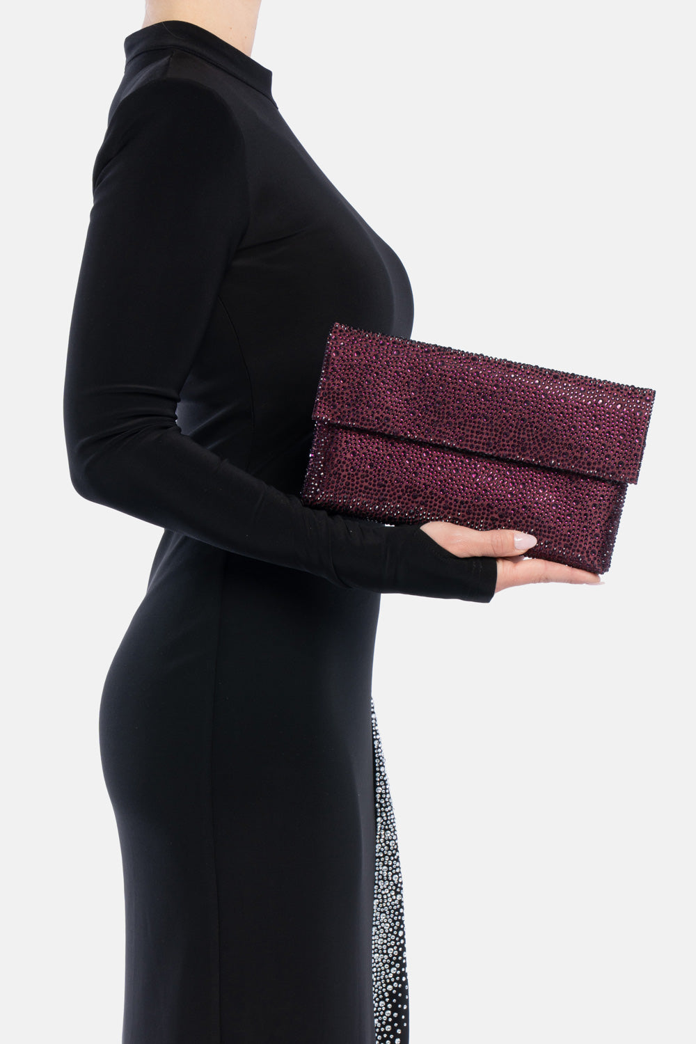 POCHETTE STRASS CARENA BORDEAUX
