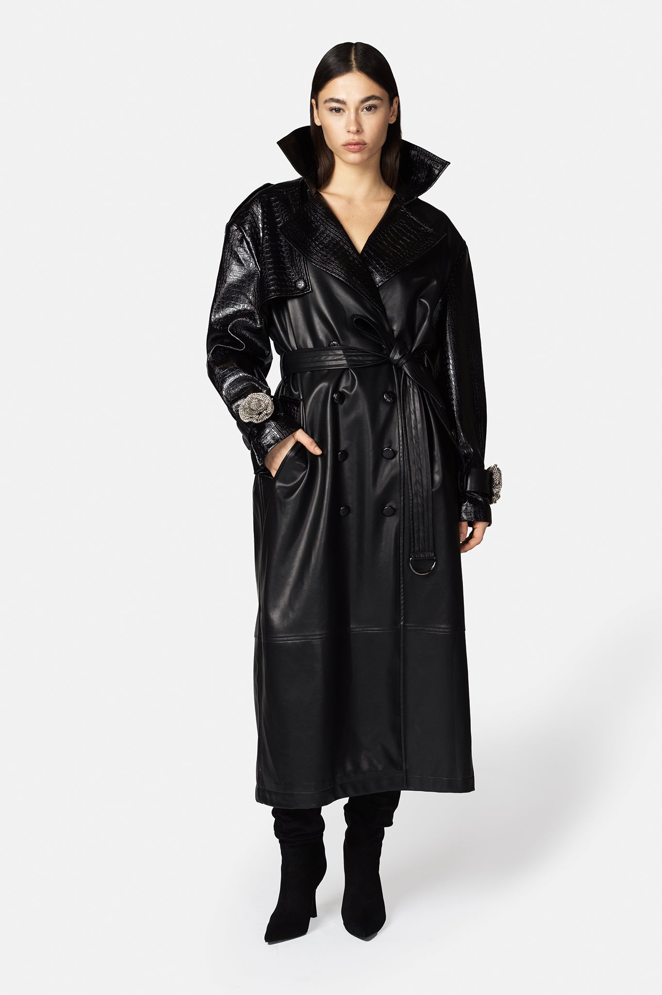 GIZEM BLACK TRENCH COAT