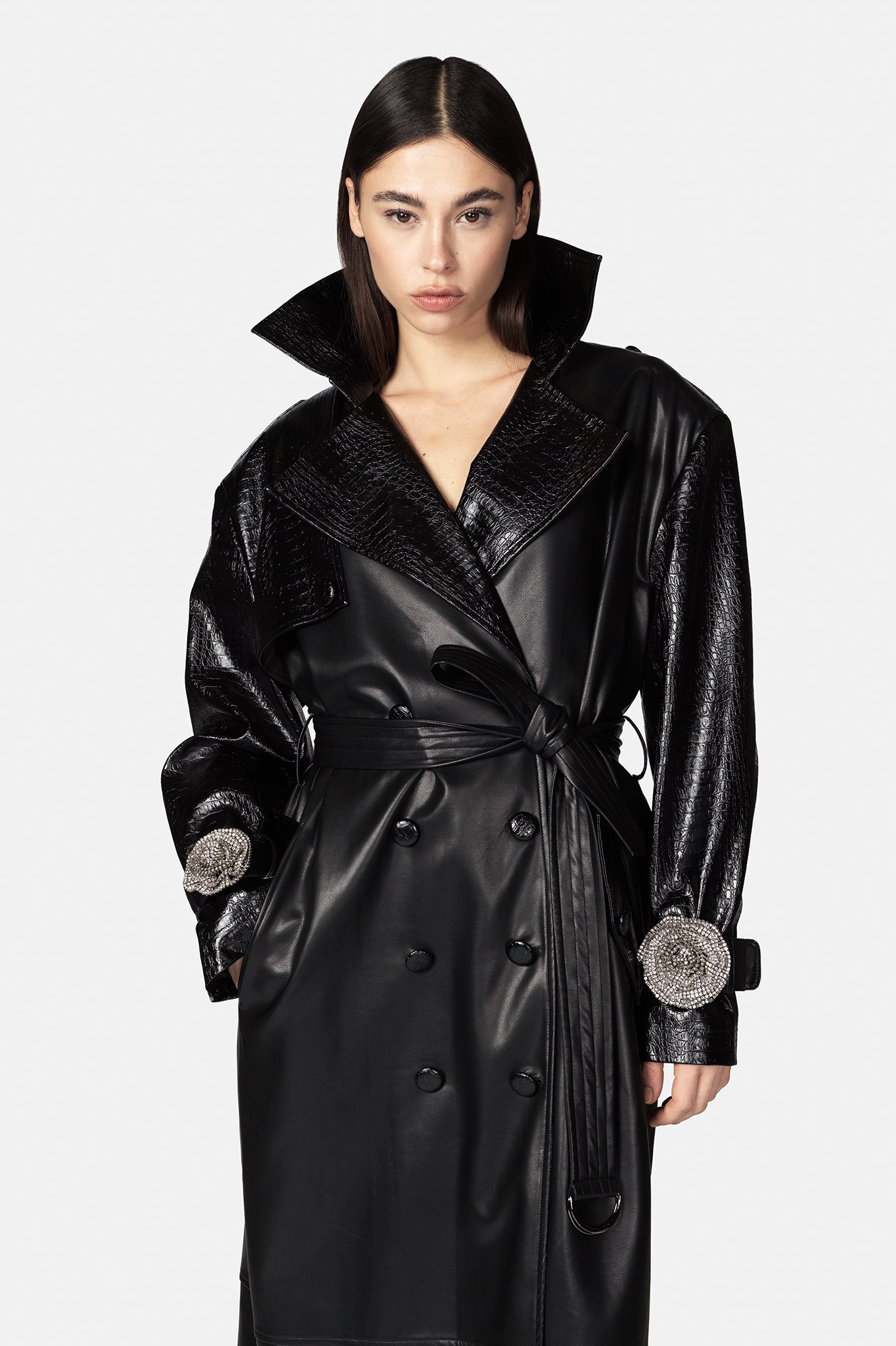 GIZEM BLACK TRENCH COAT