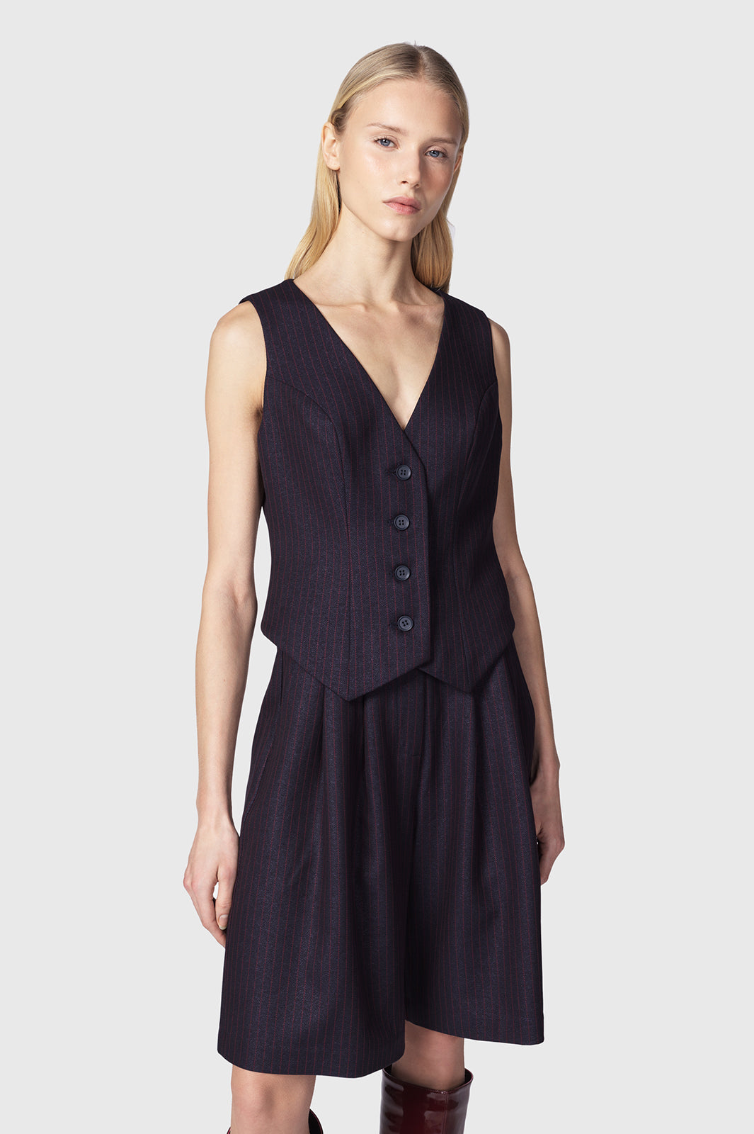 OLVIANE GILET BLU BORDEAUX