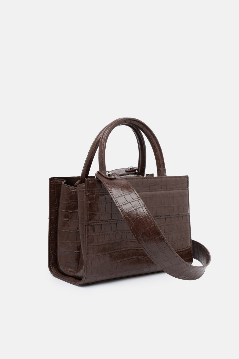 MINI TOTE BAG SERANE MARRONE CROCO