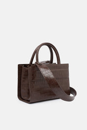 MINI TOTE BAG SERANE MARRONE CROCO