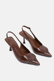 SLINGBACK VELVE MARRONE