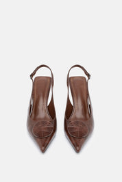 SLINGBACK VELVE MARRONE