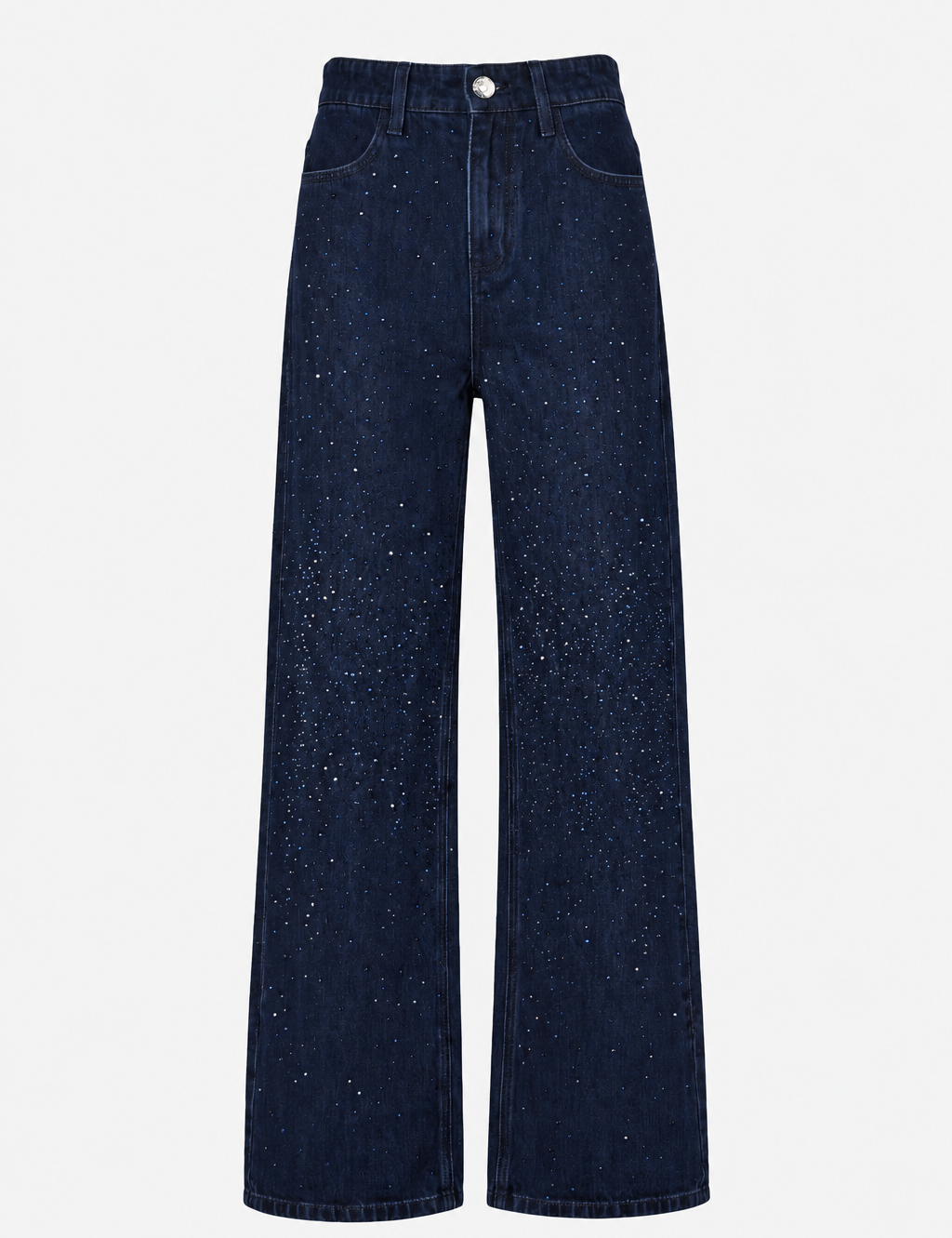 Pantalone Anser Blue in denim con strass – vista frontale