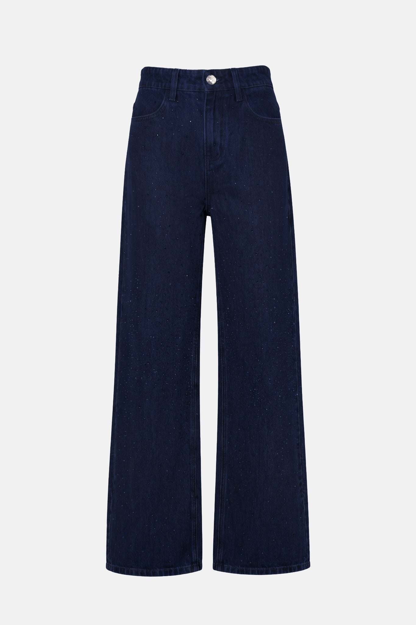 Pantalone Anser Blue in denim con strass – vista frontale