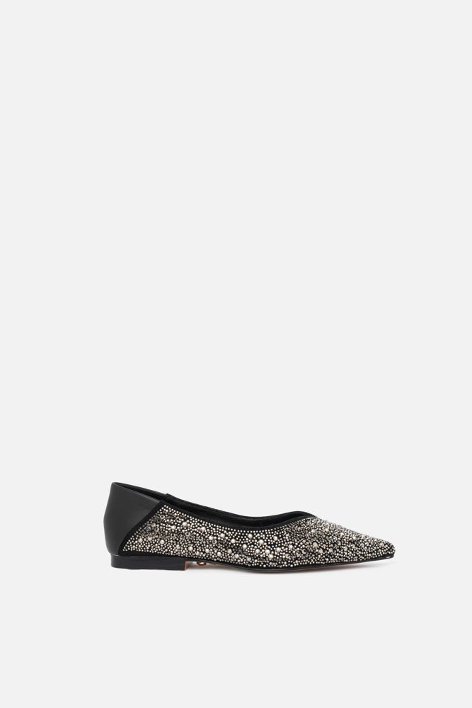 Celyne – black and silver ballet flats | TWENTYFOURHAITCH – side view