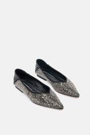 Celyne – ballerina nero argento | TWENTYFOURHAITCH – vista tre quarti