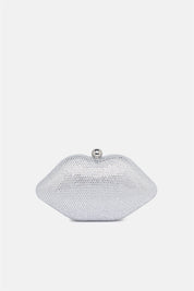 Ylenor – clutch a forma di bocca argento | TWENTYFOURHAITCH – vista frontale