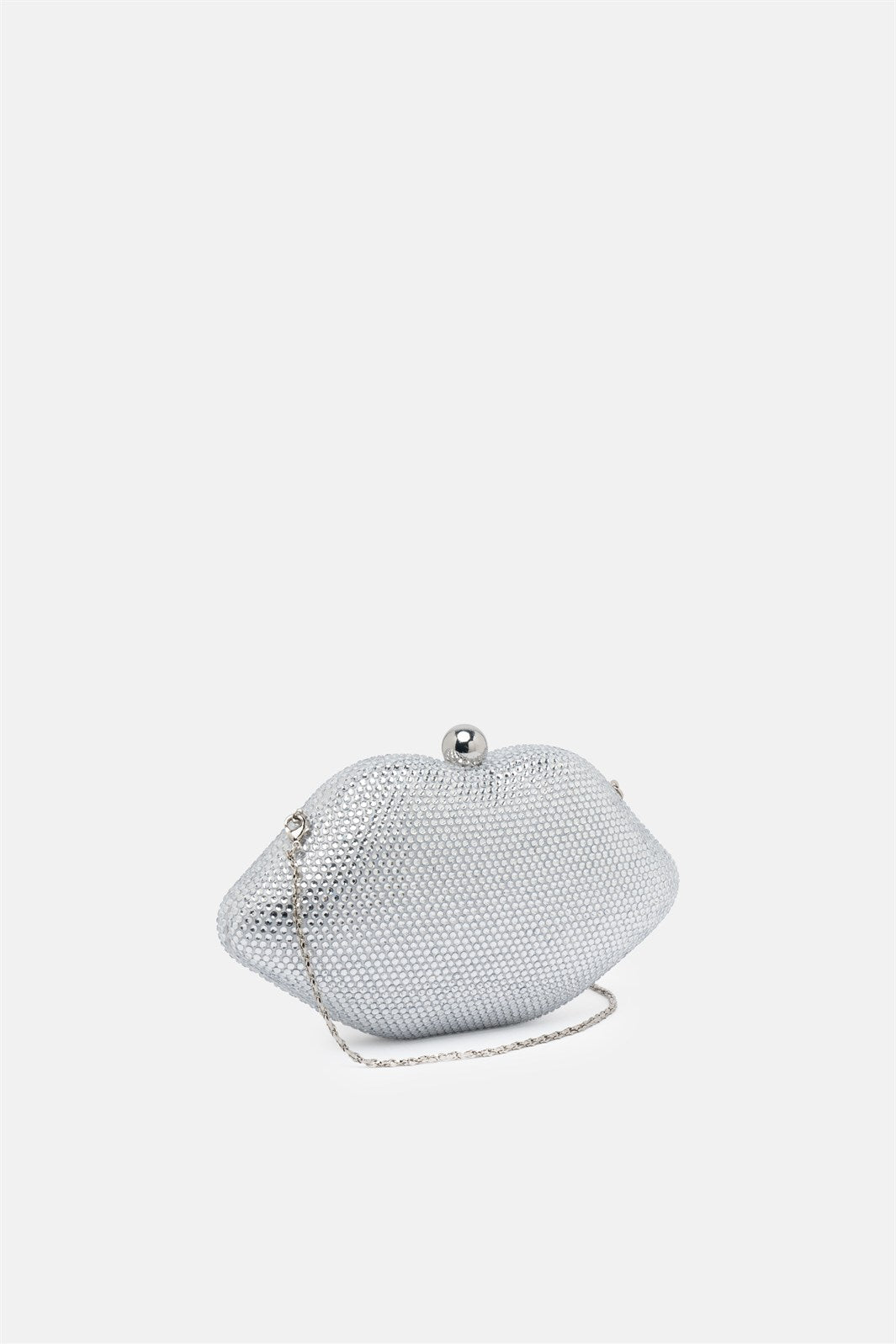 Ylenor – clutch a forma di bocca argento | TWENTYFOURHAITCH – vista laterale