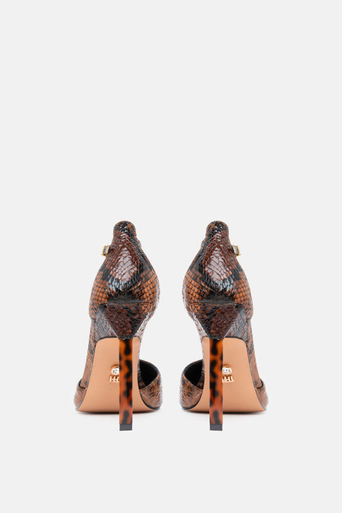 Emeris – brown snake pumps | TWENTYFOURHAITCH – back view