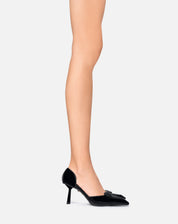 Lysor – black patent pumps | TWENTYFOURHAITCH – worn by model