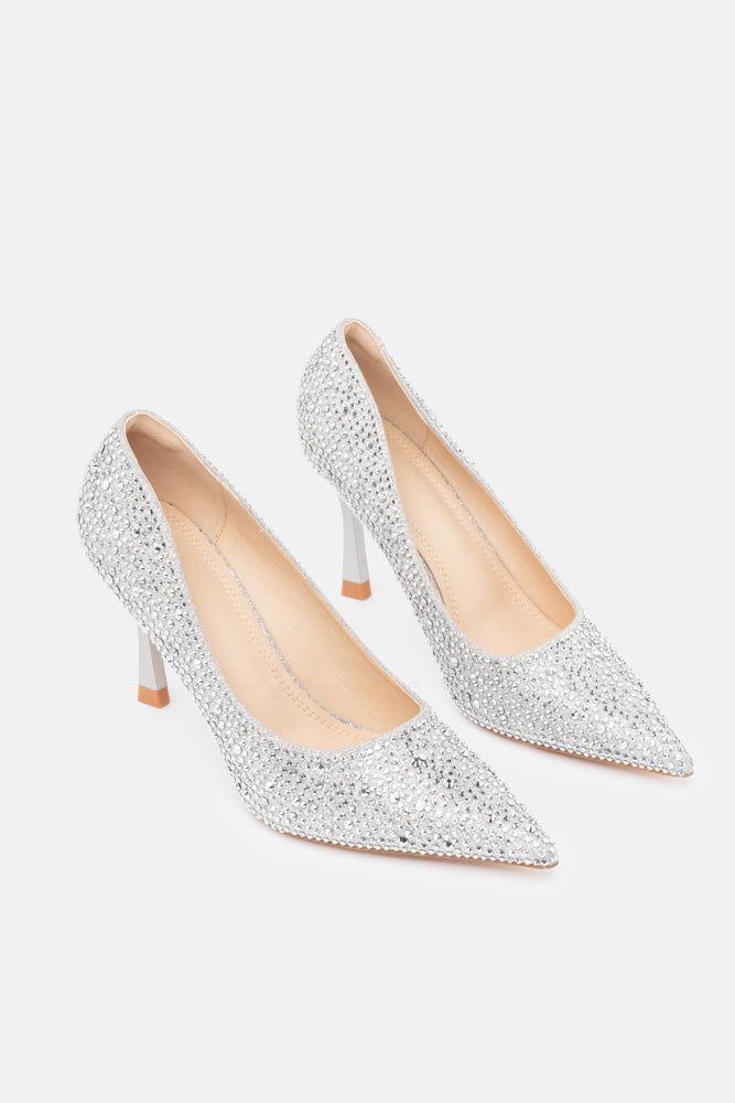 Teylor – silver pumps | TWENTYFOURHAITCH – three-quarter view