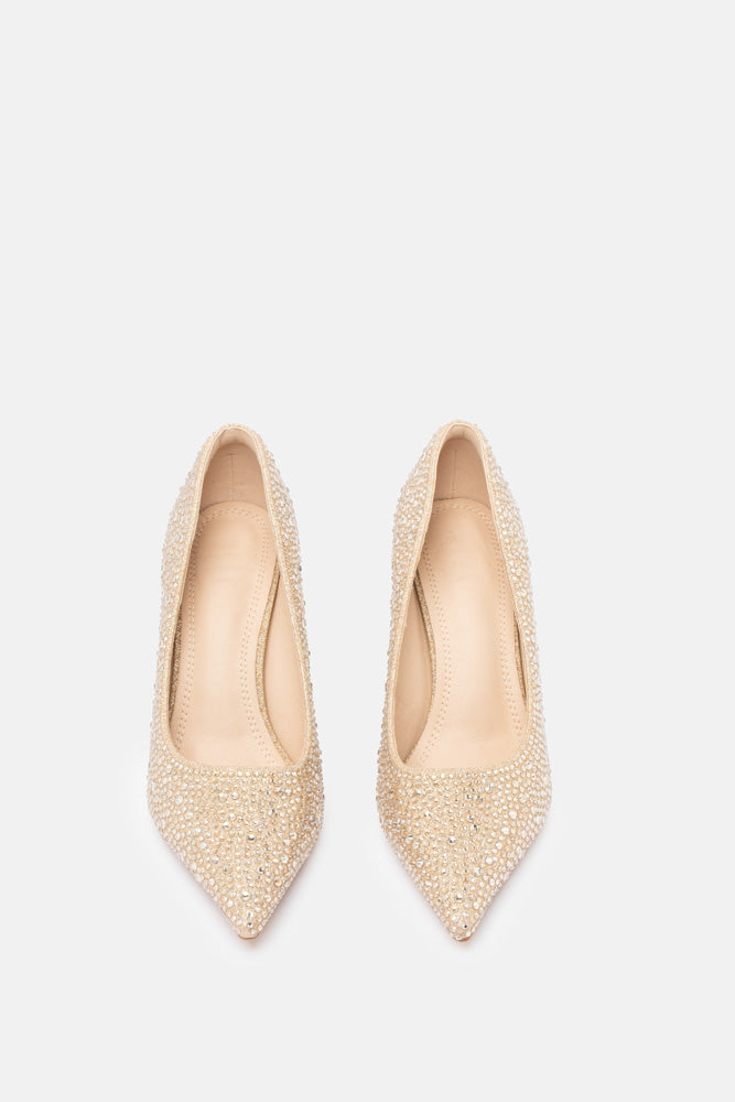 Teylor – gold pumps | TWENTYFOURHAITCH – front view