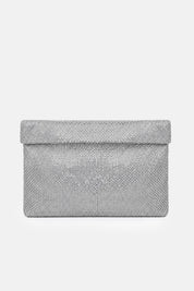 Dunham – silver metal maxi pouch | TWENTYFOURHAITCH – front view