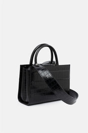 Serane – black croc mini tote bag | TWENTYFOURHAITCH – side view