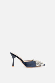 Melor – dark blue mules | TWENTYFOURHAITCH – side view