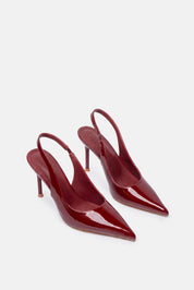 Ayora – burgundy slingbacks | TWENTYFOURHAITCH – three-quarter view