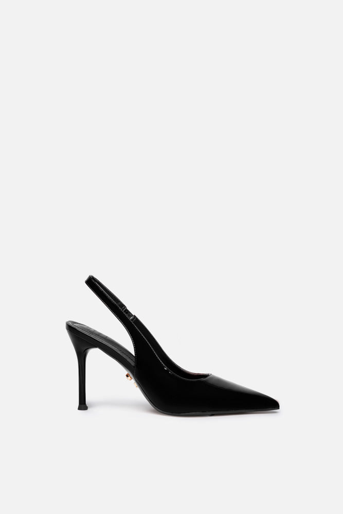 Ayora – slingback nera | TWENTYFOURHAITCH – vista laterale
