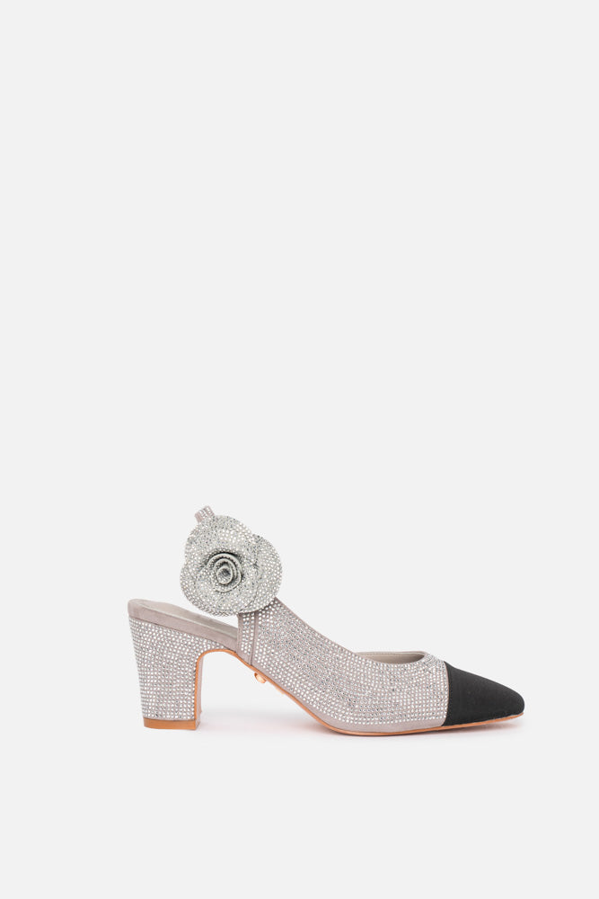 Esea – slingback argento | TWENTYFOURHAITCH – vista laterale
