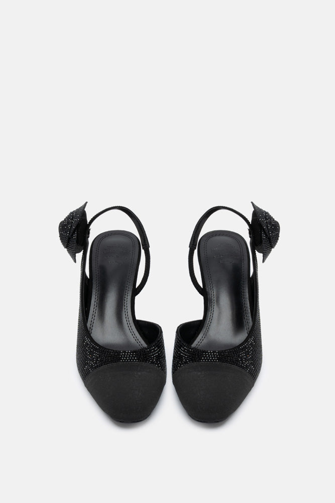 Esea – slingback nero | TWENTYFOURHAITCH – vista frontale