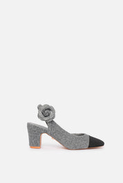 Kriva – slingback grigio nero | TWENTYFOURHAITCH – vista laterale