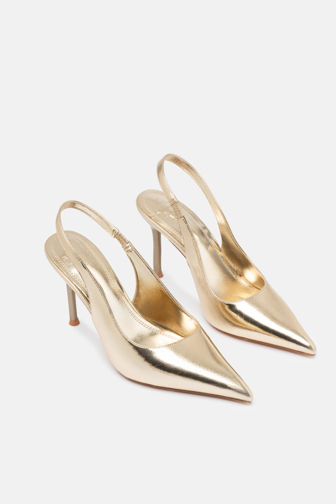 Malis – slingback oro | TWENTYFOURHAITCH – vista tre quarti