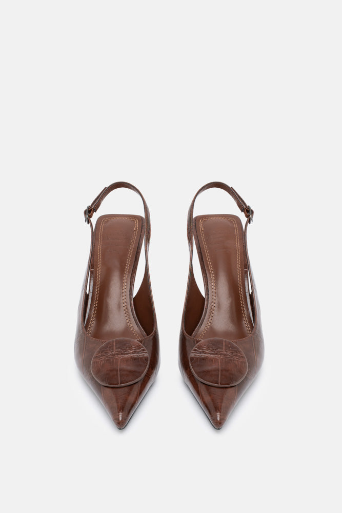Velve – slingback marrone | TWENTYFOURHAITCH – vista frontale