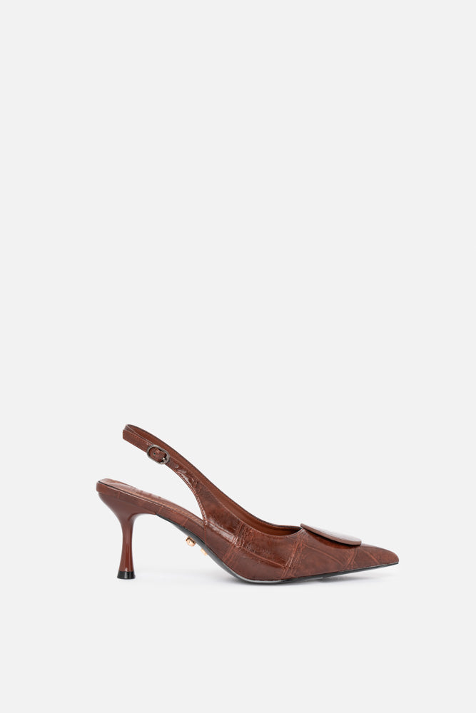 Velve – slingback marrone | TWENTYFOURHAITCH – vista laterale