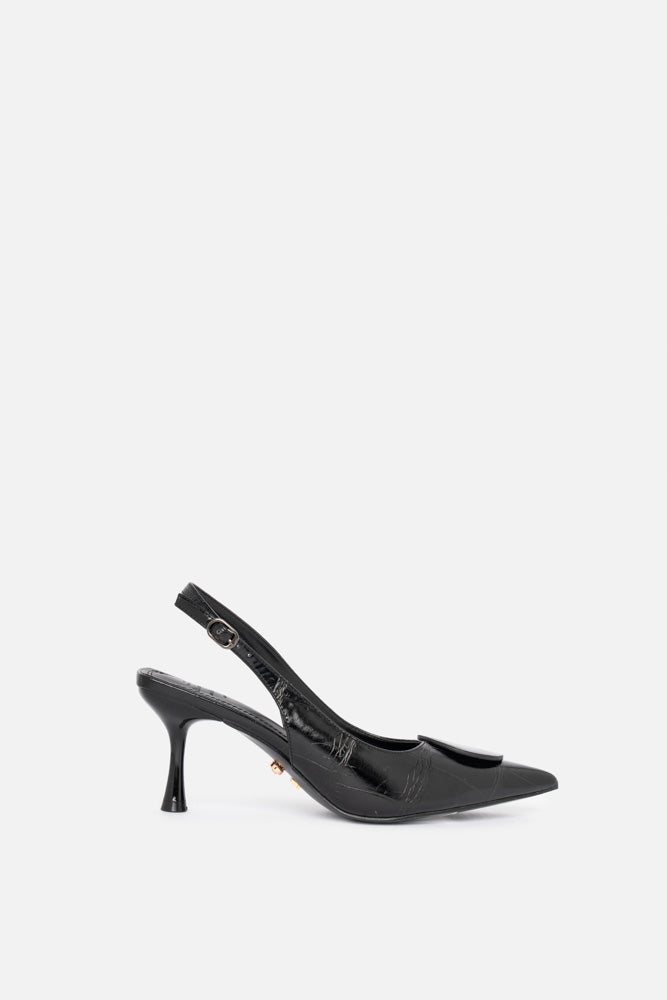 Velve – slingback nero | TWENTYFOURHAITCH – vista laterale