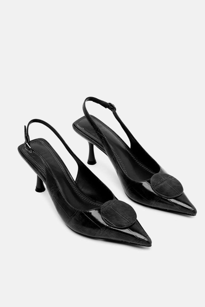 Velve – slingback nero | TWENTYFOURHAITCH – vista tre quarti