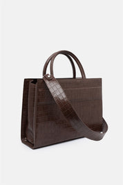 Serane – brown croc tote bag | TWENTYFOURHAITCH – side view