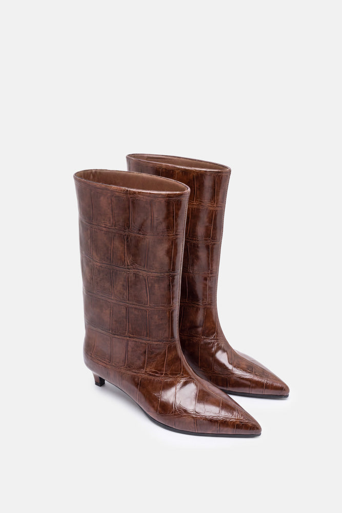 Olenor – brown ankle boots | TWENTYFOURHAITCH – three-quarter view